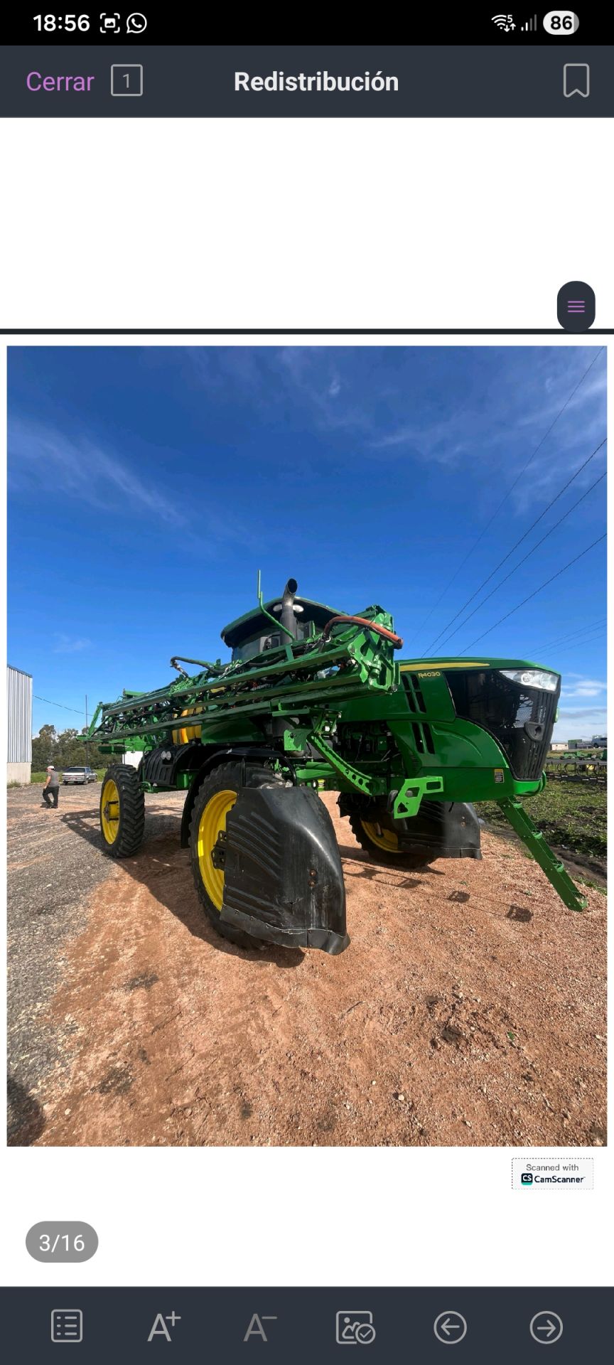 VARIOS PULVERIZADORA JOHN DEERE R4030